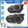 Walkie Talkie WAYXIN T2 Motorhelm Headset voor 2 rijders Bluetooth Intercom Hoofdtelefoon Motor Communicator Interphone Waterdicht BT5.0 HKD230925
