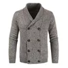 Herrtröjor Cardigan tröja tjock Slim Fit Coat Solid Knitwear Spring Autumn Casual Herrkläder