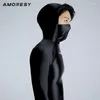 Men's Swimwear Sexy Silk Smooth Glossy Swimsuit Tight Pants Surfing Quick Drying Long Sleeved Hooded Top Fitness Breathable Body Suits