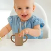 Tazze Piattini 180ml Silicone Sippy Cup Coperchi di paglia a prova di perdite Morbidi accessori per caffè per bambini per la casa e l'esterno