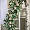 Flores secas flores artificiais rosa plantas videira pendurado guirlanda de seda planta verde casa jardim cerca de parede casamento decoração de aniversário 175cm69in 230923