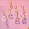 Key Rings Acrylic Letter Initial Keychains Fashion Car Keyrings Holder Chains Accessories Personalized A Z 26 Alphabets Bag Charms Dro Dhe3C