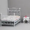 Dolls 1 12 Dollhouse Mini Double Bed Home Bedroom Furniture Toy Gift Living Room Model Beautiful Handmade Iron 230925