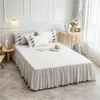 Jupe de lit Style princesse, ensemble de literie en coton et dentelle blanche, housse de couette, taie d'oreiller en lin, drap-housse, HomeTextile, 4 pièces