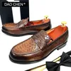 Dress Shoes LUXURY MEN LEATHER SHOES BLACK COFFEE SLIP ON SNAKE PRINT DRESS MEN'S CASUAL SHOES WEDDING OFFICE BANQUET Loafers Shoes For Men 230925