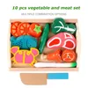 Cucine Play Food 15 stili Simulazione in legno serie di cucine per uova tagliate frutta e verdura dessert giocattoli educativi per bambini 230925