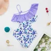 Costumi da bagno da donna per ragazze Costume da bagno intero con volant bikini Costume da bagno floreale carino per bambini 2023 Estate Beachwear 2-14 anni