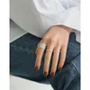 Koreanischen Stil S925 Sterling Silber Ring Ins Einfache Alle-spiel Alten Feinen Ring Student Weibliche Silber 18 K gold304e