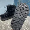 Plaque Snowboots Designer Nylon Gabardine apres-ski Shearling laarzen Luxe Dames Herfst Winter Logo Waterdichte stof Warme grote tanden Dikke zool Snowboots Maat 35-42