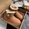 Designer Botas de Neve Mulheres Australianas Bota Tasman Bailey Dune Chestnut Inverno Fivela Pele Neve Meio Joelho Curto Senhora Pele de Carneiro e Lã Integrada Glies Cabelo Chinelo