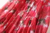 Robe mi-longue à imprimé Floral rouge, avec nœud papillon, manches longues, col rond, boutons, robes décontractées, automne 2023, A3S150904-04