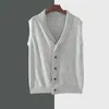 Men's Sweaters Pure Wool Vest V-Neck Cardigan Spring/ Autumn Knitted Waistcoat Casual Fashion Sleeveless