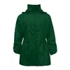 Damenjacken Reißverschluss-Kordelzugmantel mit Taschen für Damen Solide Langarm-Regenjacke Kapuze Windjacke 2023