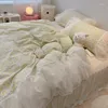 Conjuntos de cama estilo coreano chiffon puro algodão conjunto tamanho pequeno capa de edredão floral com saia de cama princesa