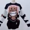 Pull surdimensionné d'hiver pour hommes européens et américains, pull rock hip-hop rap, pull pour femmes, pull laid, pull tricoté d'anime de dessin animé rétro Harajuku