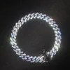 Iced Out Miami Catena a maglie cubane Blu mare Catene in oro da uomo Collana Bracciale Moda Gioielli Hip Hop 9MM234B