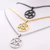 pentagram satanic symbol Satan worship Wicca Pentacle stainless steel pendant necklace Silver gold black 2 4mm 24 inch box chain f262S