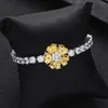 Charm Bracelets Luxury Flower Saudi Arabia Tennis Chain Bracelet For Girl Wedding Engagement Women Femme Fashion Jewelry S0493