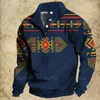 Herrtröjor Höst/vinterhattlösa hoodie -lapel -knapp man långärmad 3D -tryck vintage manlig pullover casual sweatshirt 3xl