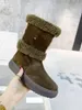 Boots Designer Boots Shoes Women's Flat Ancle Boots Brown Green Cow Suede Inner Rabbit Hair Ladies Boots Shoes With Original Box