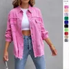 Damesjassen Dames Herfst Lente Denim Lange mouw Single Breasted Vintage Jeans Vesten Jassen Dames Casual Losse Bovenkleding Tops