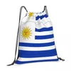 Ryggsäck med dragkammare Gym Bag Uruguay Flag (2) Rolig nyhet Grafisk cool filtrulle