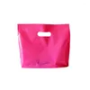 Cadeau cadeau 50pcs / lot sacs à provisions en plastique colorés avec poignée rose boutique vêtements sac d'emballage