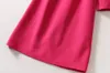 2023 Autumn Rose Red Solid Color Dress Long Sleeve Round Neck RhinestoneMidi Casual Dresses A3S15