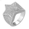 Hip Hop Iced Out Pinky Star Ring 925 Sterling Silver VVS Diamond Moissanite Ring Men