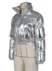 Kvinnor ner parkas viifaa silver metallisk y2k mode parkas vinterkläder kvinnor står krage skörd puffer jacka streetwear varma förtjockna rockar j230925