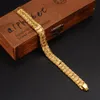 Ewige Klassiker Breites ID-Armband 14 Karat echtes massives Gelbgold Dubai-Armreif Damen Herren Trendy Handarmband Kette Jewelry228e