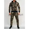 Herrspårsperioder Mäns Tracksuit Herr Military Hoodie Set Camouflage Muskel Male 2022 Autumn Spring Tactical Sweat Top+Jackets Pants 2 Pieces Set J230925