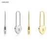 Kikichicc 100% 925 Sterling Silver Gold Heart Locker Square Hoops Circle Piercing Pendiente Luxury Women Fashion Jewelry 20212104