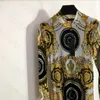 Vintage Print Jurken Met Lange Mouwen Dames Mode Merk Stand Kraag Jurk Sexy Volledige Taille Jurk