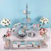 Outils de cuisson 3pcs-18pcs / lot or décoratif en métal piédestal gâteau servant stand pièce maîtresse Riser avec de véritables cristaux minéraux pour les mariages