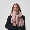 Scarves Simple Contrast Wool Scarf For Women Winter Pashmina Wraps Female Thick Soft Bufanda Big Tassels Shawl Long Stoles