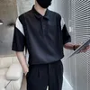 Herren T-Shirts Koreanische Mode Patchwork Poloshirt Männer Kurzarm Lose Streetwear Kleidung Lässige Revers T-Shirts Übergroße T-Shirts 2024
