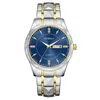 Montres-bracelets Montre de luxe Bleu Or Hommes Calendrier Diamant Hip Hop Homme Montres À Quartz Étanche Horloge D'affaires Mâle Relogio Masculino