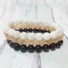 MG0315 8 MM Moonstone Garnet Armband Set Natural Sunstone Energy Armband High Quality Balance Chakra Gem Stone Armband239R