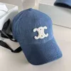 Paar Sports Designer Ball Cap Outdoor Baseball voor vrouwelijke denim blauwe zonnebrandcrème C Cap Celi Hat 8TQ0