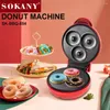 Bread Makers SK854 Mini Donut Maker Potable Electric Non-stick Coated Doughnut Machine With Three Holes For Home