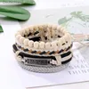 Charm Bracelets IFMIA Fashion Beads Leather Wrap Bracelet Set Men New Design Wristband Multiple Bracelets Bangles Party Wedding Jewelry Gifts Q230925