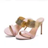 Kleid Schuhe Frau Grundlegende Metallstreifen High Heel Sandalen Sexy Offene spitze Stiletto Patchwork Slip-on Flacher Sommer 2023