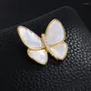 Brooches WEIMANJINGDIAN Brand Arrival Elegant Ivory Shell And CZ Crystal Butterfly Brooch Pin Jewelry Gifts