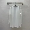 2023 Autumn White Solid Color Slips Blus Oversize Shirt Lång ärm Lapel Neck Fick Single-Breasted Top Shirts B3S222050