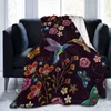 Couvertures Colibri oiseau polaire couverture ultra douce confortable fleurs fleuries flanelle décorative toutes saisons pour canapé à la maison