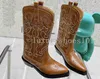 Western Boots: Embroidered Knee-High Fashion Leather Mid-Calf Cowboy Shoes, Ladies High Heel Western Boots Perfect for Daily Style