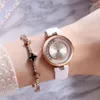 Relógios de pulso moda mulheres pulseira de couro vestido relógio senhoras pulseira quartzo relógio de pulso luxo ouro preto cinto cristal dial casual