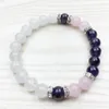 SN1029 Moda Guarigione Ametista Bracciale da polso Mala Yoga Regalo per ragazze Gioielli in pietra naturale Quarzo rosa Bracciale al quarzo neve262u