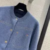 2023 Nuevo Otoño Invierno Milan Runway Suéteres O Cuello Manga larga de gama alta Jacquard Cardigan Ropa de diseñador para mujer 0925-13